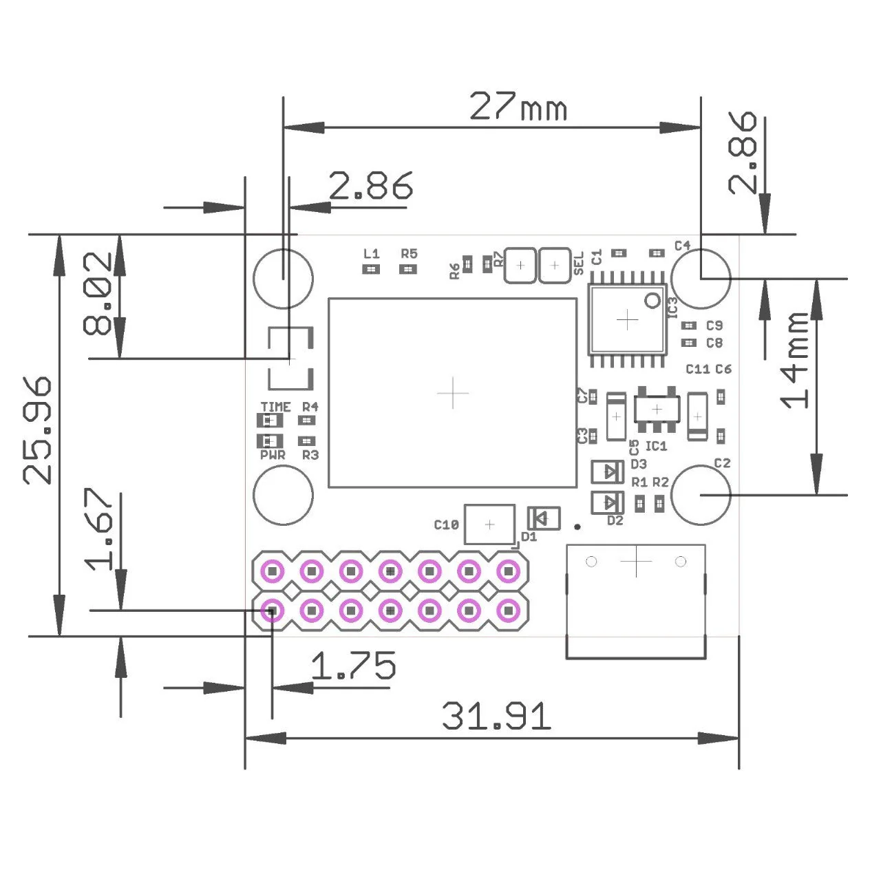 NEO-M8T TIME and RAW RS232 receiver board with UF.L (RTK ready) - Image 3