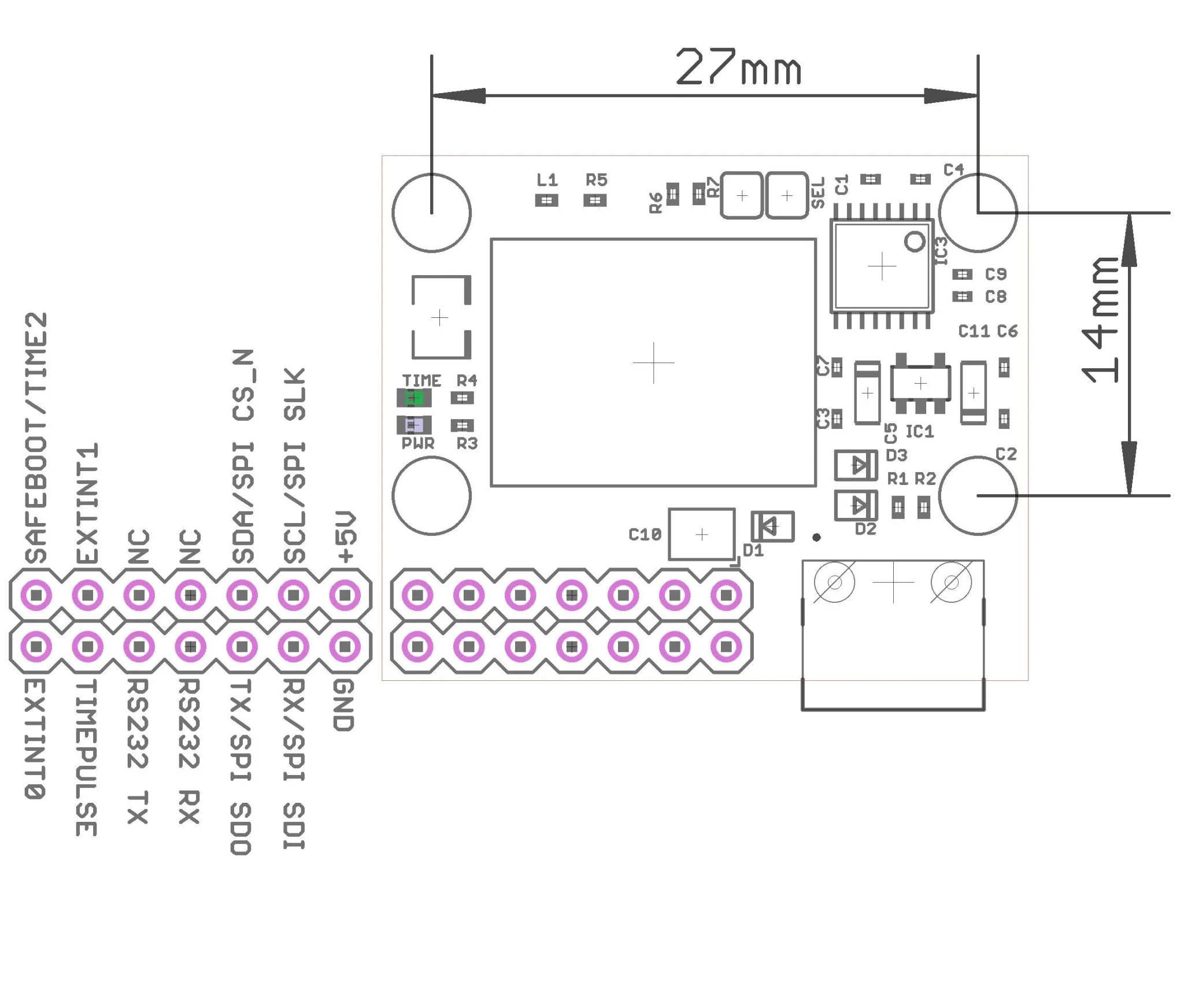 NEO-M8T TIME and RAW RS232 receiver board with UF.L (RTK ready) - Image 4