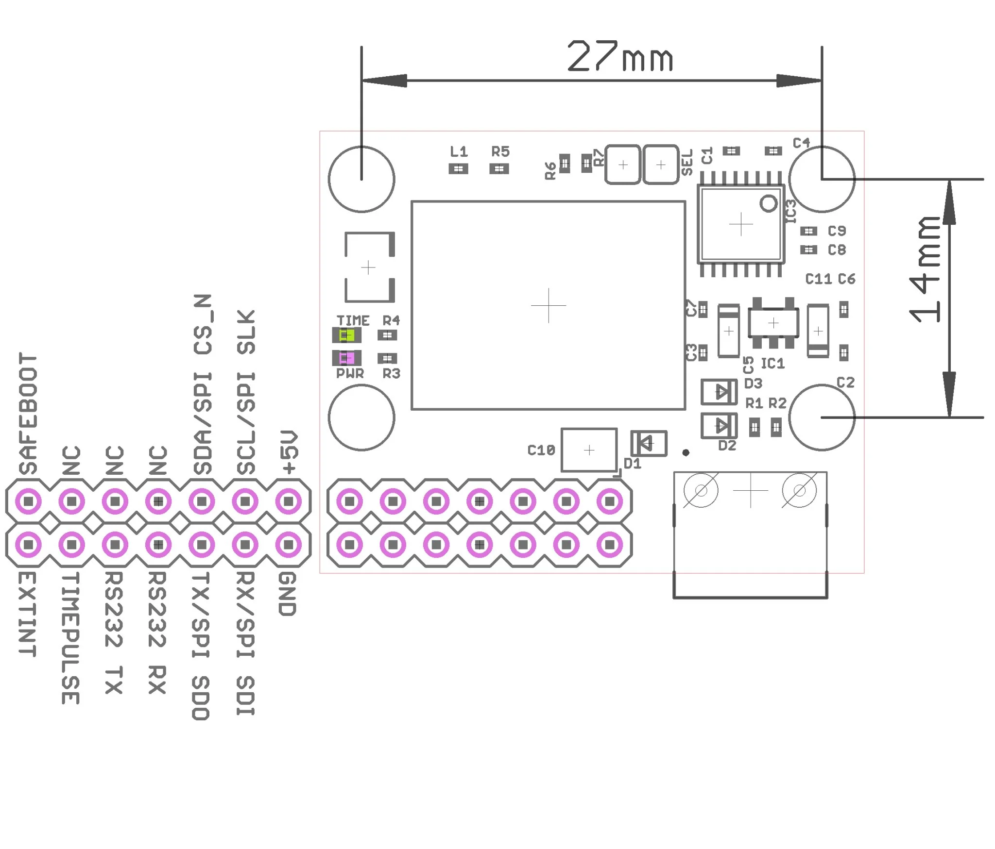 NEO-M9N RS232 four GNSS receiver board with UF.L for UAV, Robots - Image 3