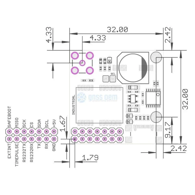 NEO-F9P-15B RS232 INDUSTRIAL Multi-band RTK GNSS module with SMA - Image 3