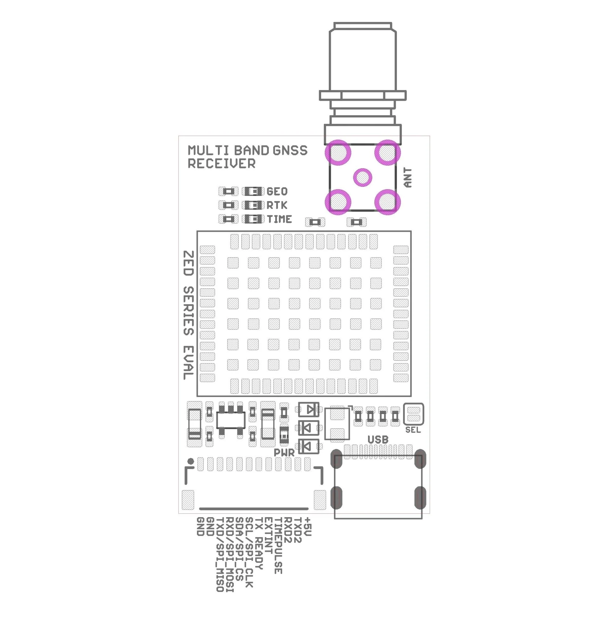 ZED-F9H high precision GNSS USB C module for heading applications with SMA - Image 3